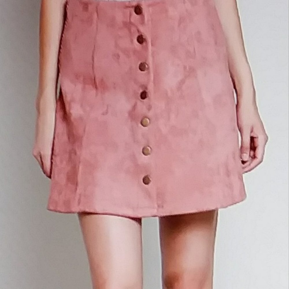 Forever 21 Hanna Blush Pink Button down Mini Skirt Medium - Picture 6 of 11